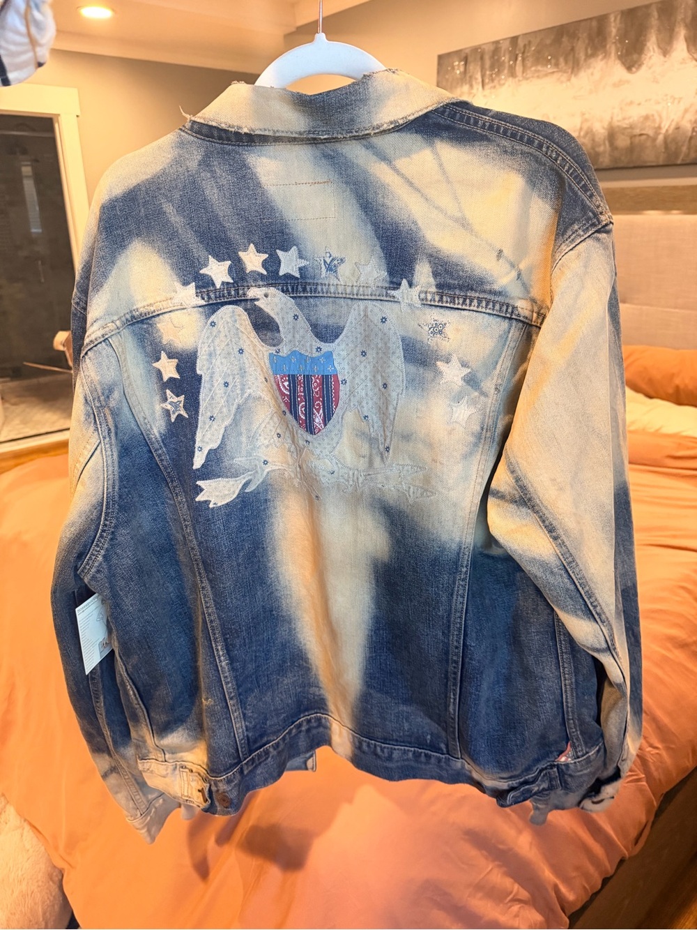 Vintage Ralph Lauren Acid-Wash Denim Jacket with Eagle Shield Patch - Picture 3 of 5